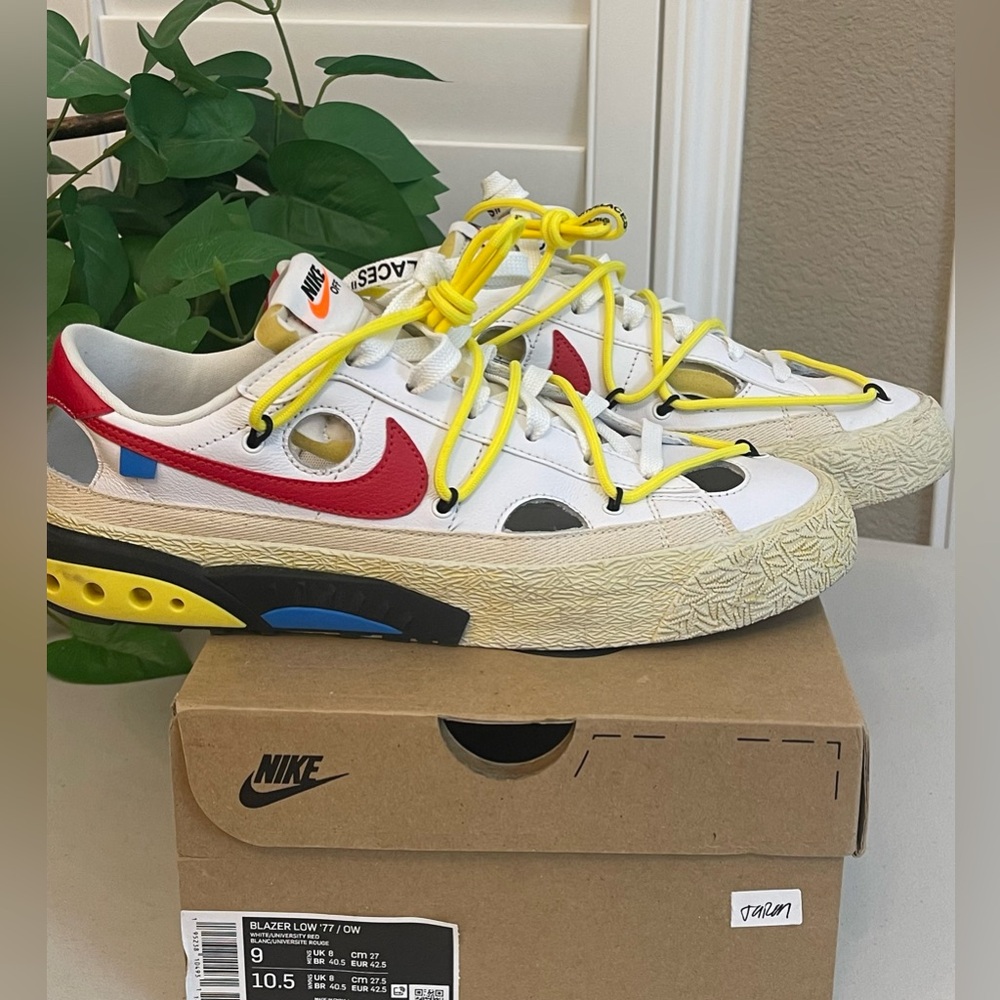 Nike Off-White X Blazer Low White University Red Size: 9